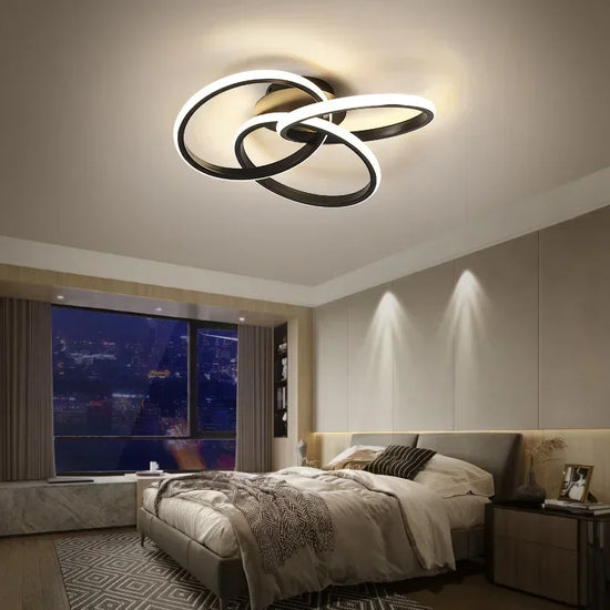 Household LED Chandelier Three Colors Lamp Modern Style Ceiling Lamp Bedroom Light Surface Installation 220v Dining Room Lamp