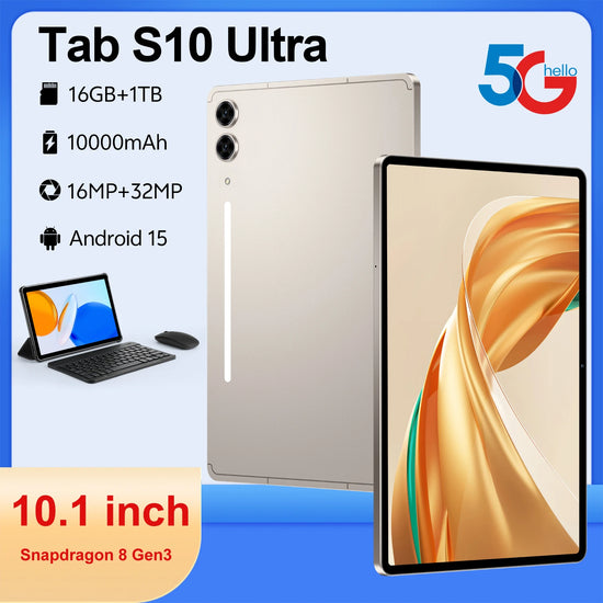 2025 Original Intelligent S10 Pro Tablet 10.1-inch High-definition 4K Full Screen Android 15 16GB+1TB 10000mAh 5G Dual Card Tabl