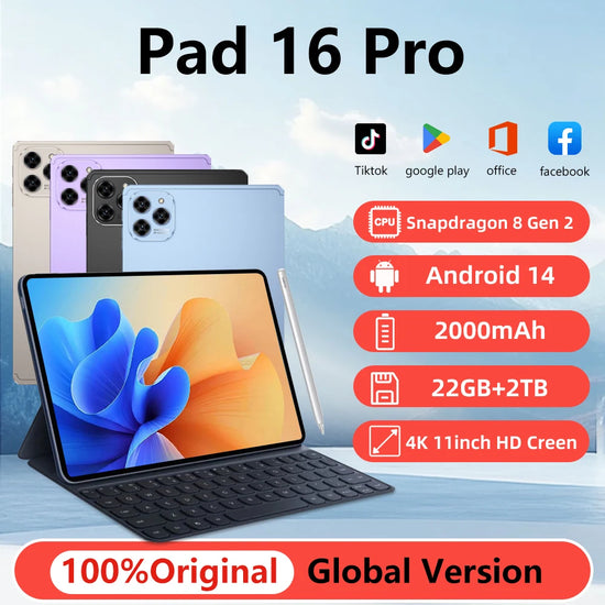 2025NEW Tablet Pad 6 Pro Global Version Original Android 14 11Inch16GB+1TB 5G Dual SIM Smart Tablets pc with keyboard WiFi