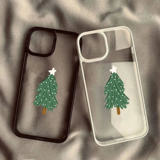 Christmas Tree Pattern Clear Phone Case for iPhone 12 11 13 14 15 16 Pro Max X XR XS 7 8 16 Plus SE 2020 2022 Shockproof Cover