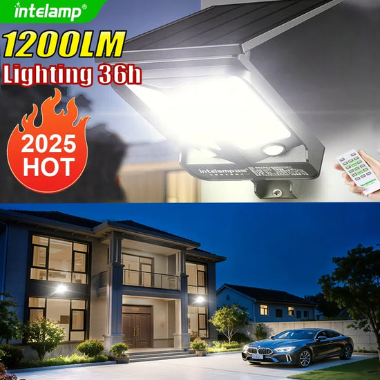 2025 1200LM High Power Solar Led Light Outdoor Powerful Outdoor Motion Sensor Solar Lamp Waterproof Garden Wall Yard Street Lamp