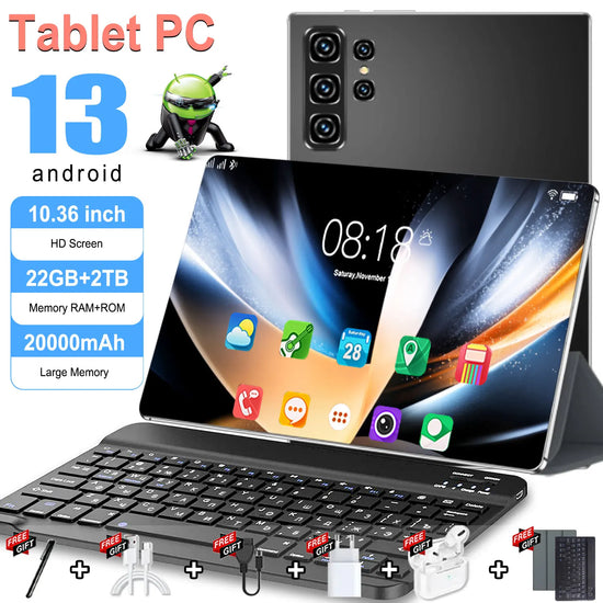 2025 Tablet Android 20000mAh 10.36 inch Global Version 22GB+2TB New Network 14 Core Android 13.0 Wifi Tablet